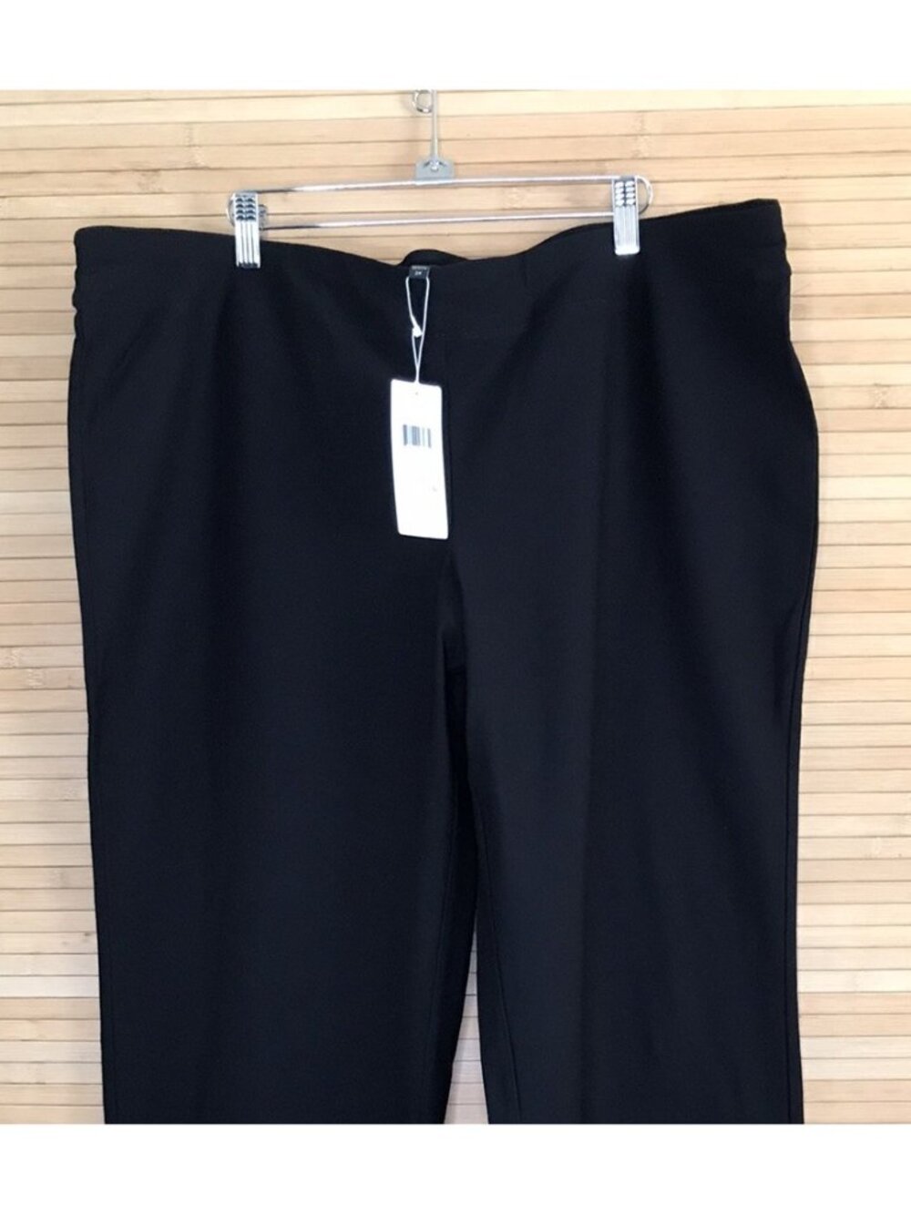 $178 NWT Eileen Fisher 2X Slim Boot Cut Blk Washable Stretch Crepe Pull-on Pants - Picture 2 of 5